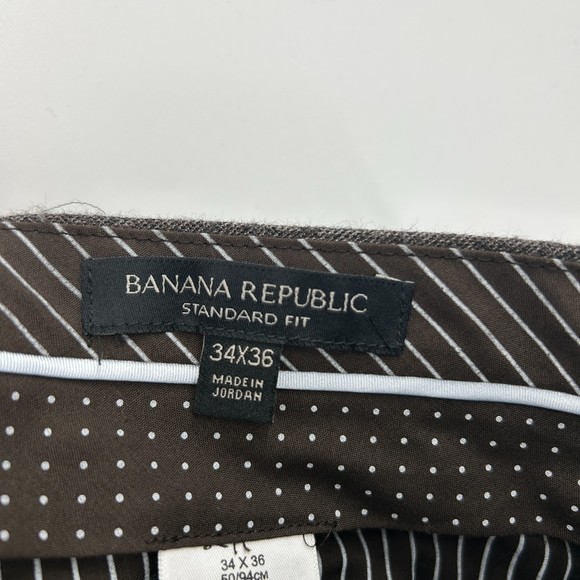 BANANA REPUBLIC Men's Gray 100% Wool Standard Fit Trouser Pants Size 34 x 36 - Picture 6 of 7